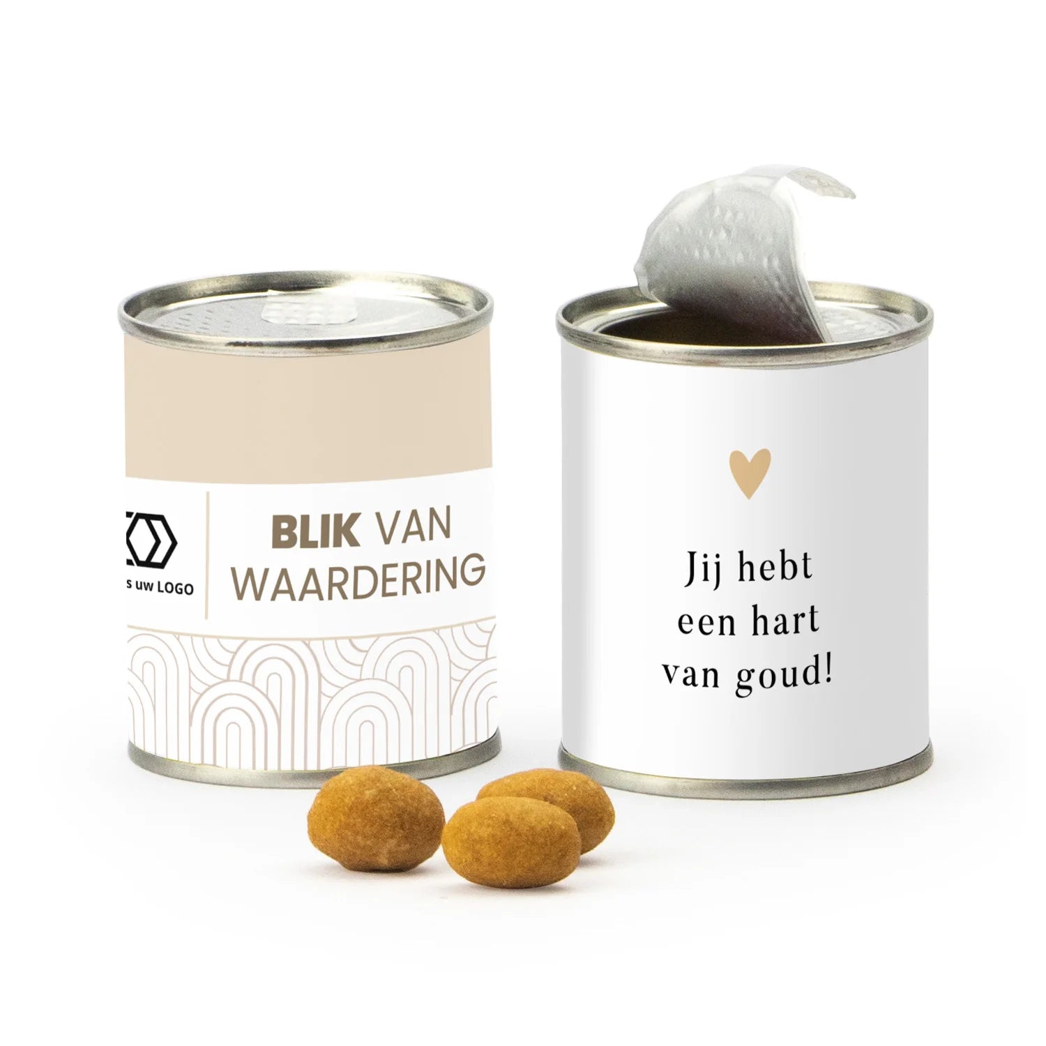 Blikje Borrelnootjes met logo - Zakelijk