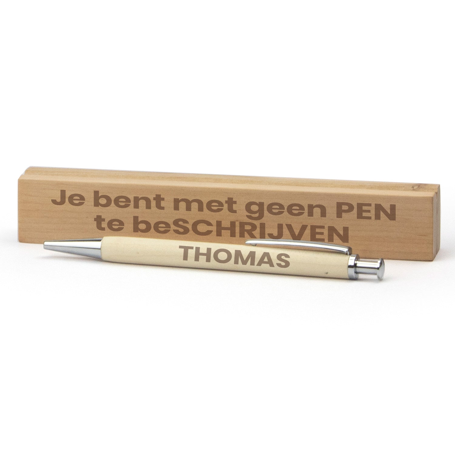 Houten pen in doosje met eigen tekst - Bedankje - Bedankjes.nl