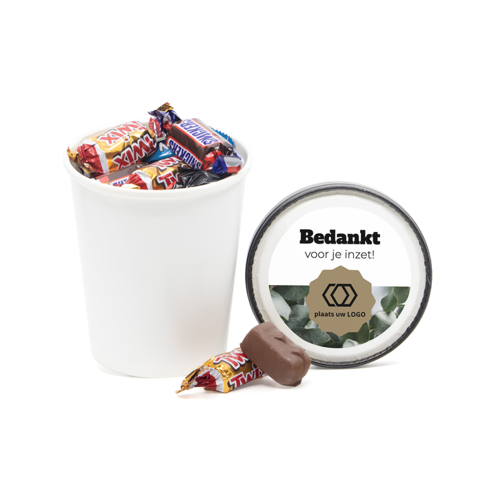 Feestbeker met chocolade en logo - Zakelijk