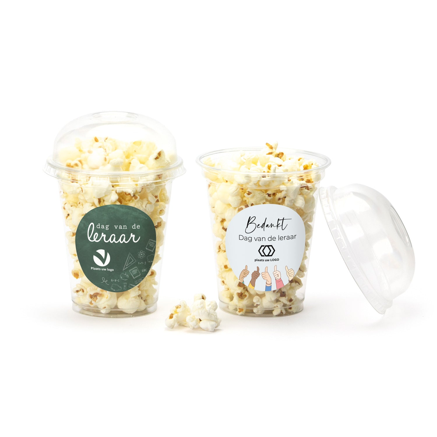 Popcorn beker met eigen etiket - Leraar - Bedankjes.nl