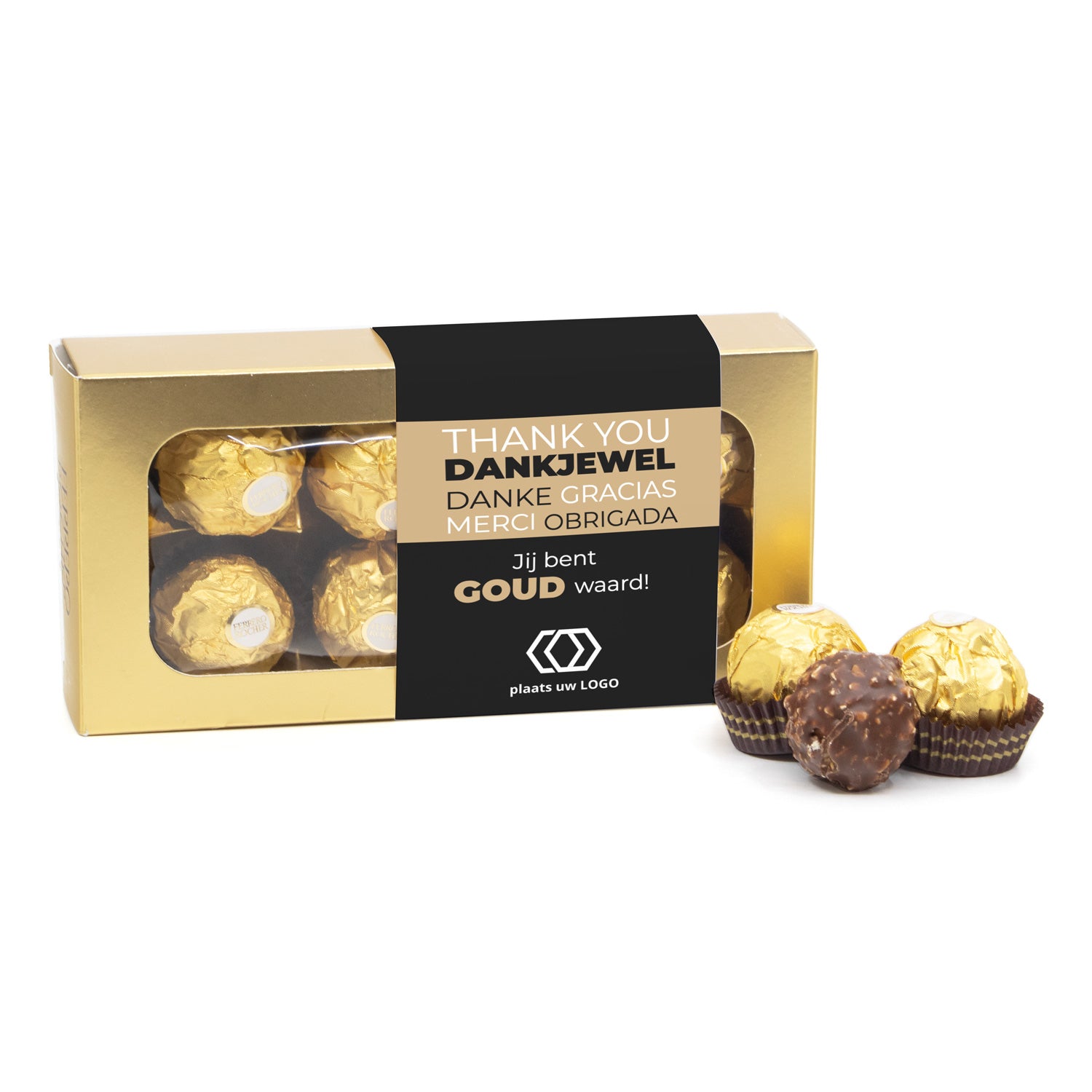 8 Ferrero Rocher geschenkdoos eigen logo - Vrijwilliger - Bedankjes.nl