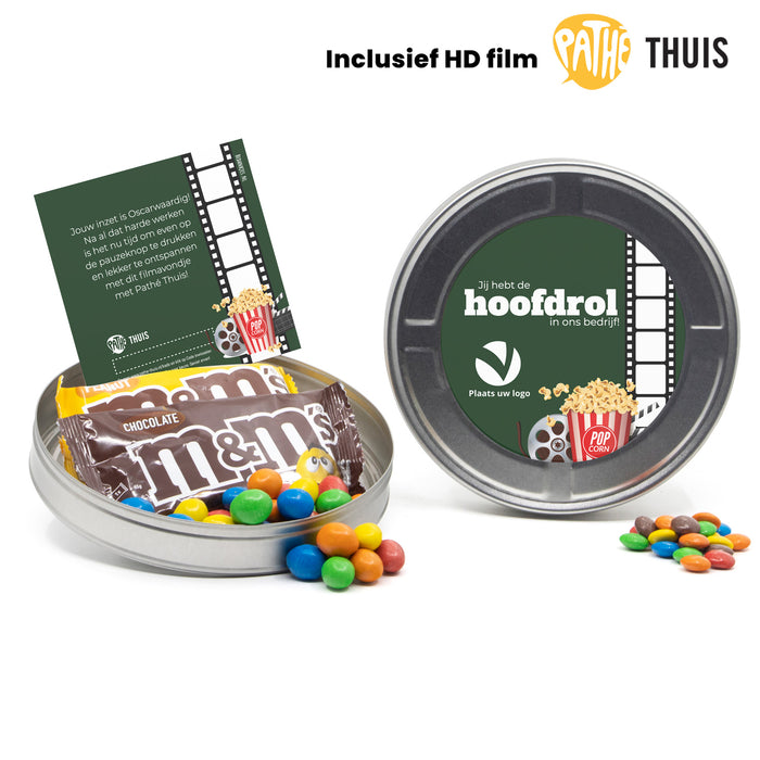 Filmblik met Pathé Thuis code en M&M's