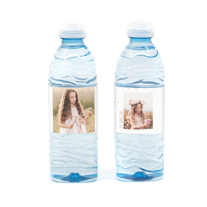 Flesje water met eigen etiket - Communie Meisje