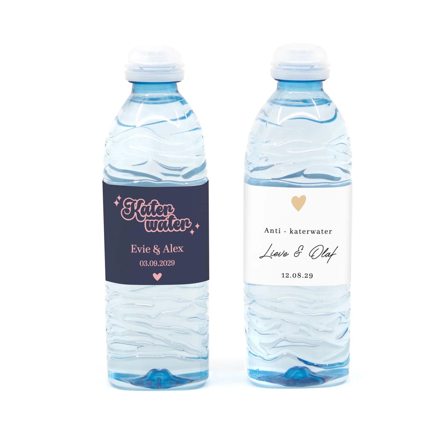 Flesje (kater)water met eigen wikkel - Trouwen