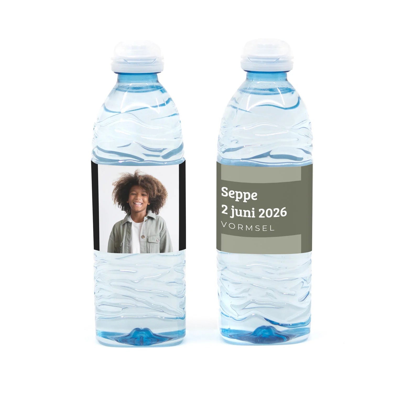 Flesje water met eigen etiket - Communie jongen