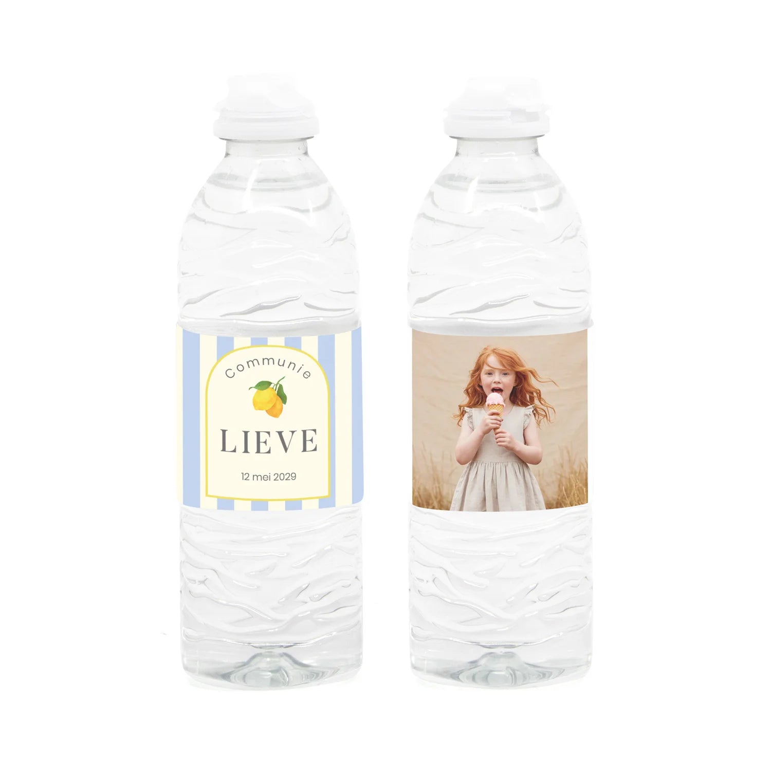 Flesje water met eigen etiket - Communie Meisje