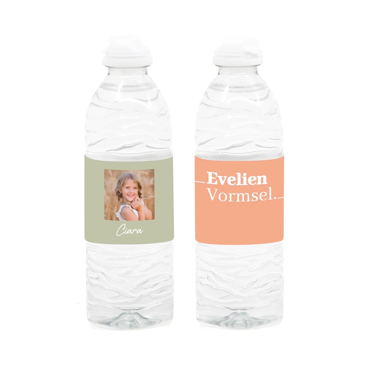 Flesje water met eigen etiket - Communie Meisje