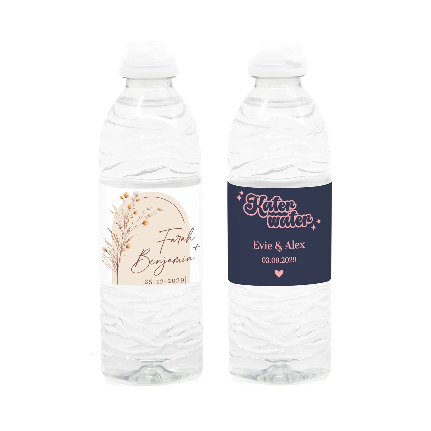 Flesje (kater)water met eigen wikkel - Trouwen