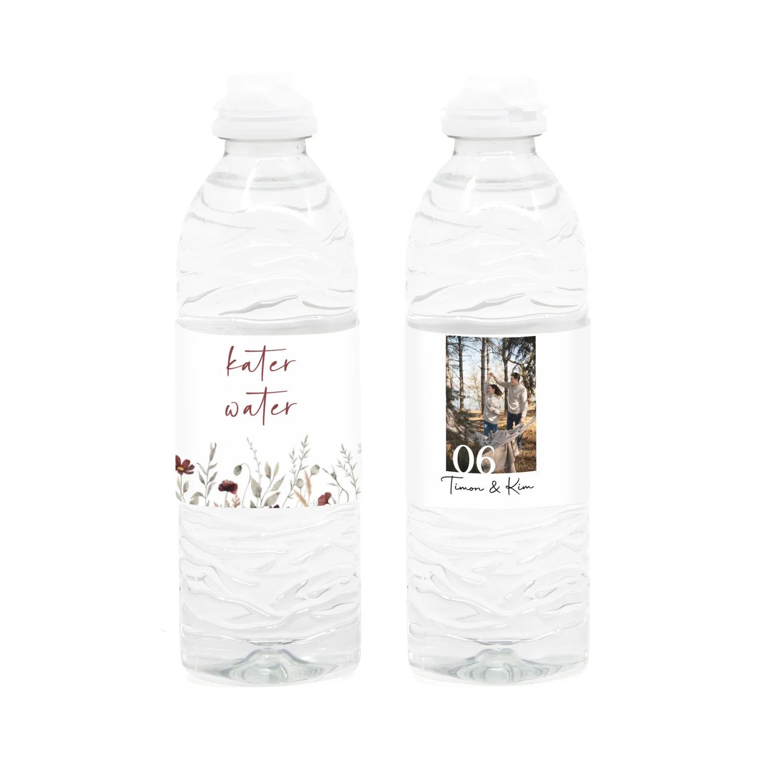 Flesje (kater)water met eigen wikkel - Trouwen
