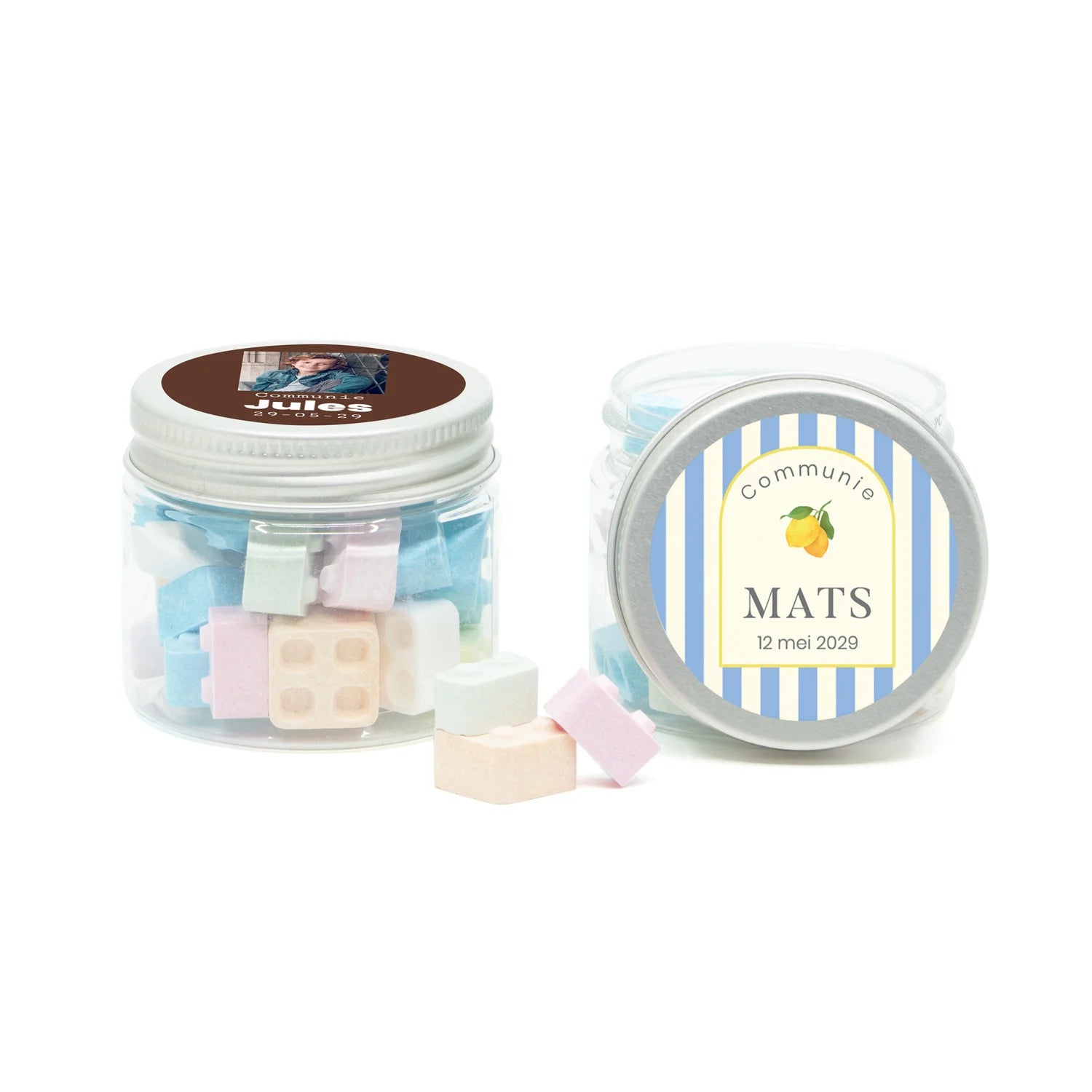 Mini potje met bouwsteentjes - Communie jongens
