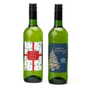 Fles Witte wijn met eigen etiket - Kerst - Bedankjes.nl