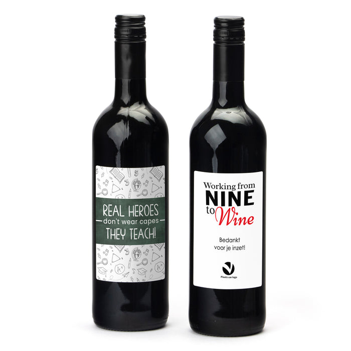 Fles Rode wijn met persoonlijk etiket - Leraar