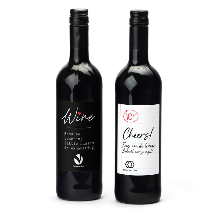Fles Rode wijn met persoonlijk etiket - Leraar