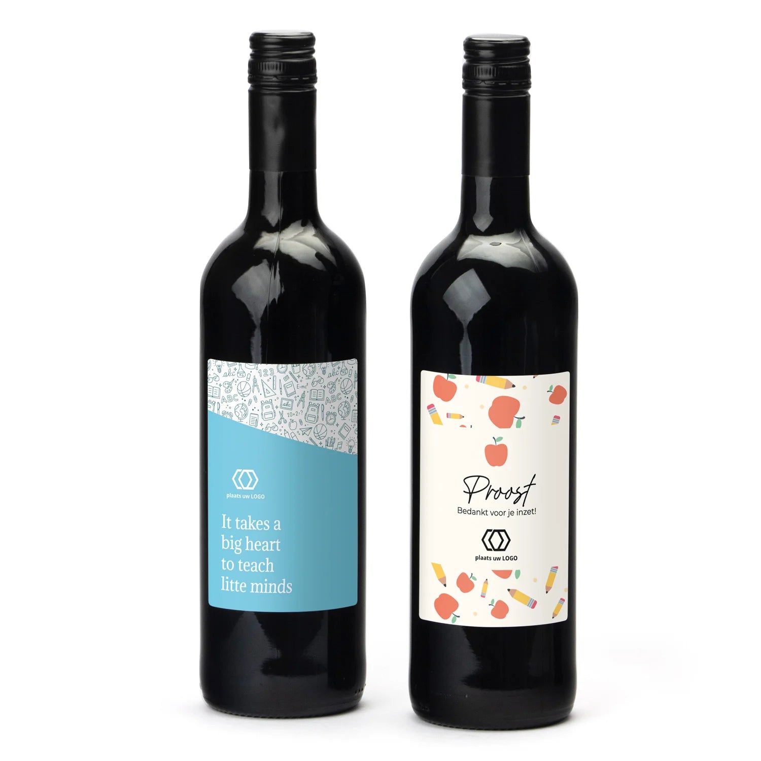 Fles Rode wijn met persoonlijk etiket - Leraar - Bedankjes.nl