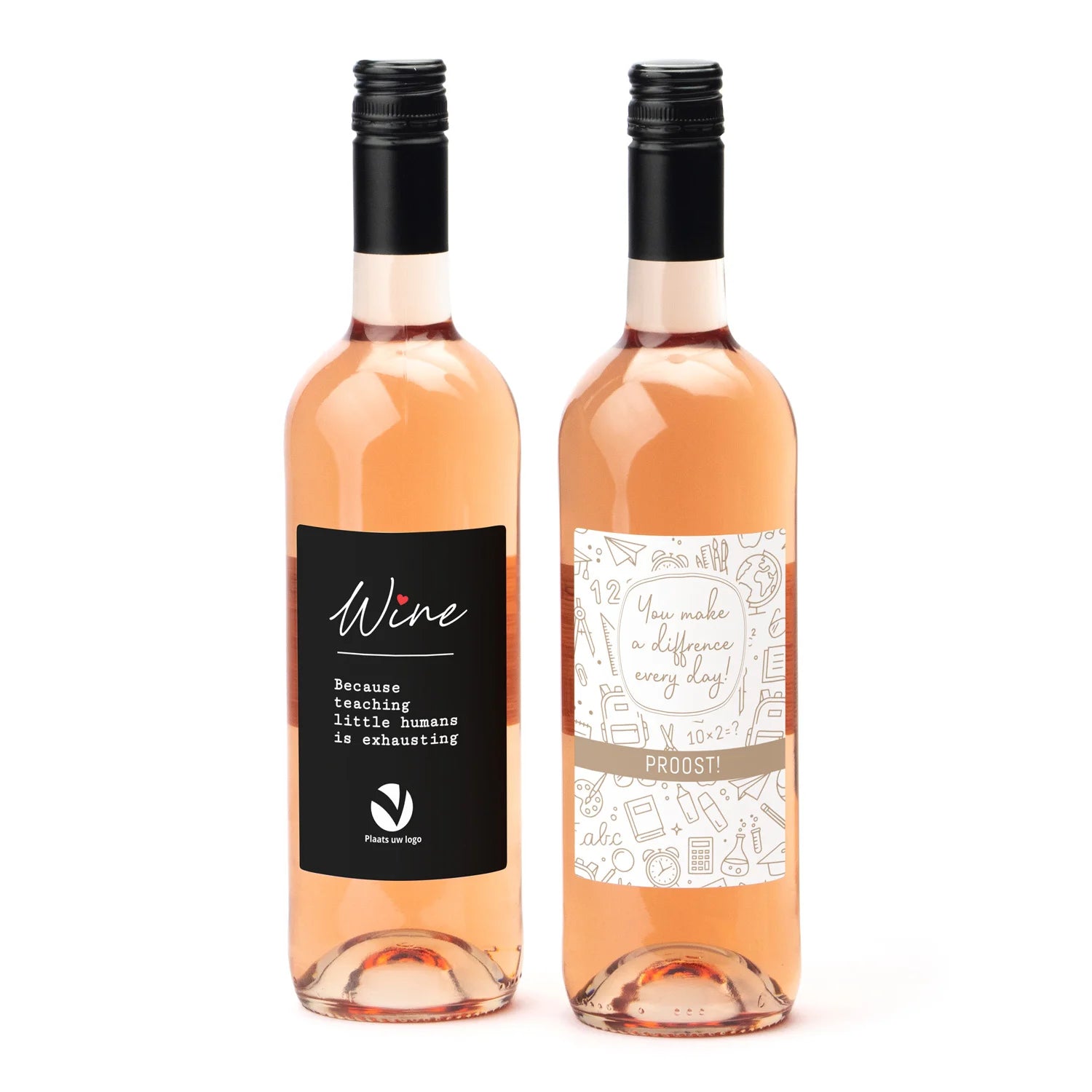 Fles Rosé wijn met persoonlijk etiket - Leraar - Bedankjes.nl