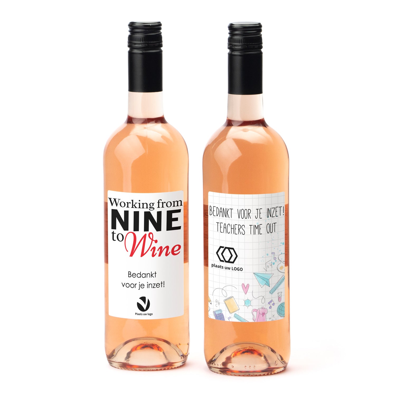 Fles Rosé wijn met persoonlijk etiket - Leraar - Bedankjes.nl