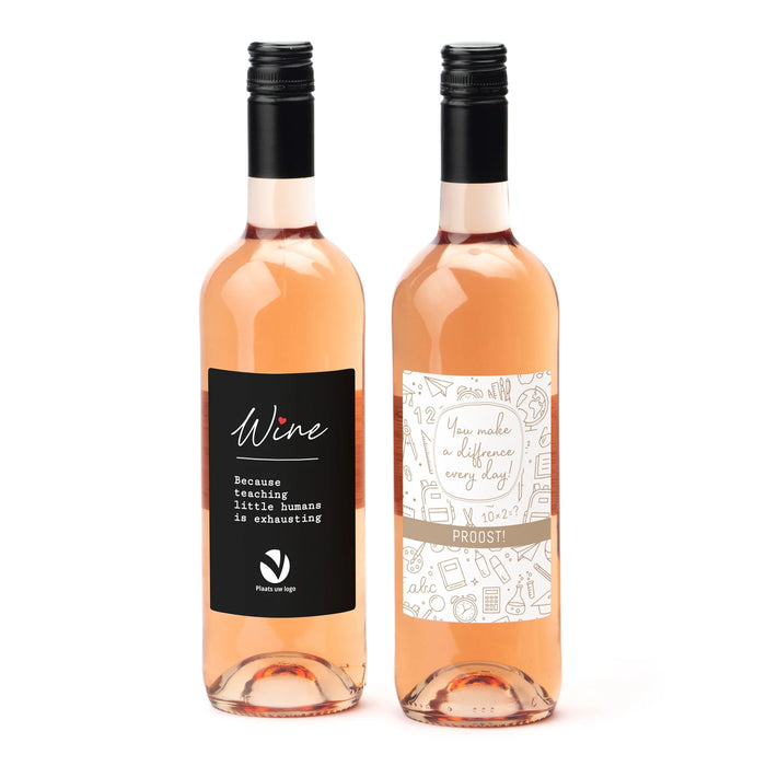 Fles Rosé wijn met persoonlijk etiket - Leraar