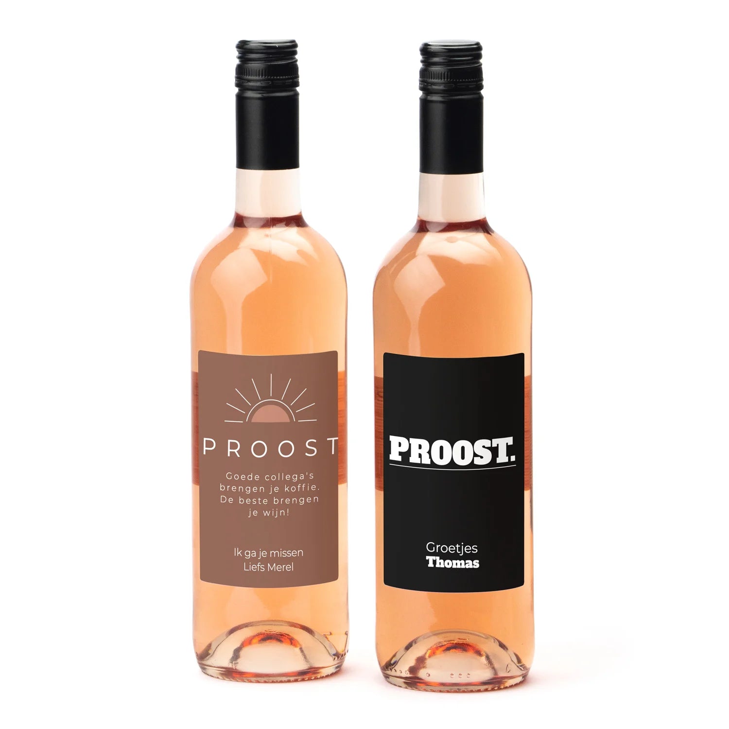 Fles Rosé wijn met persoonlijk etiket - Afscheid Collega's