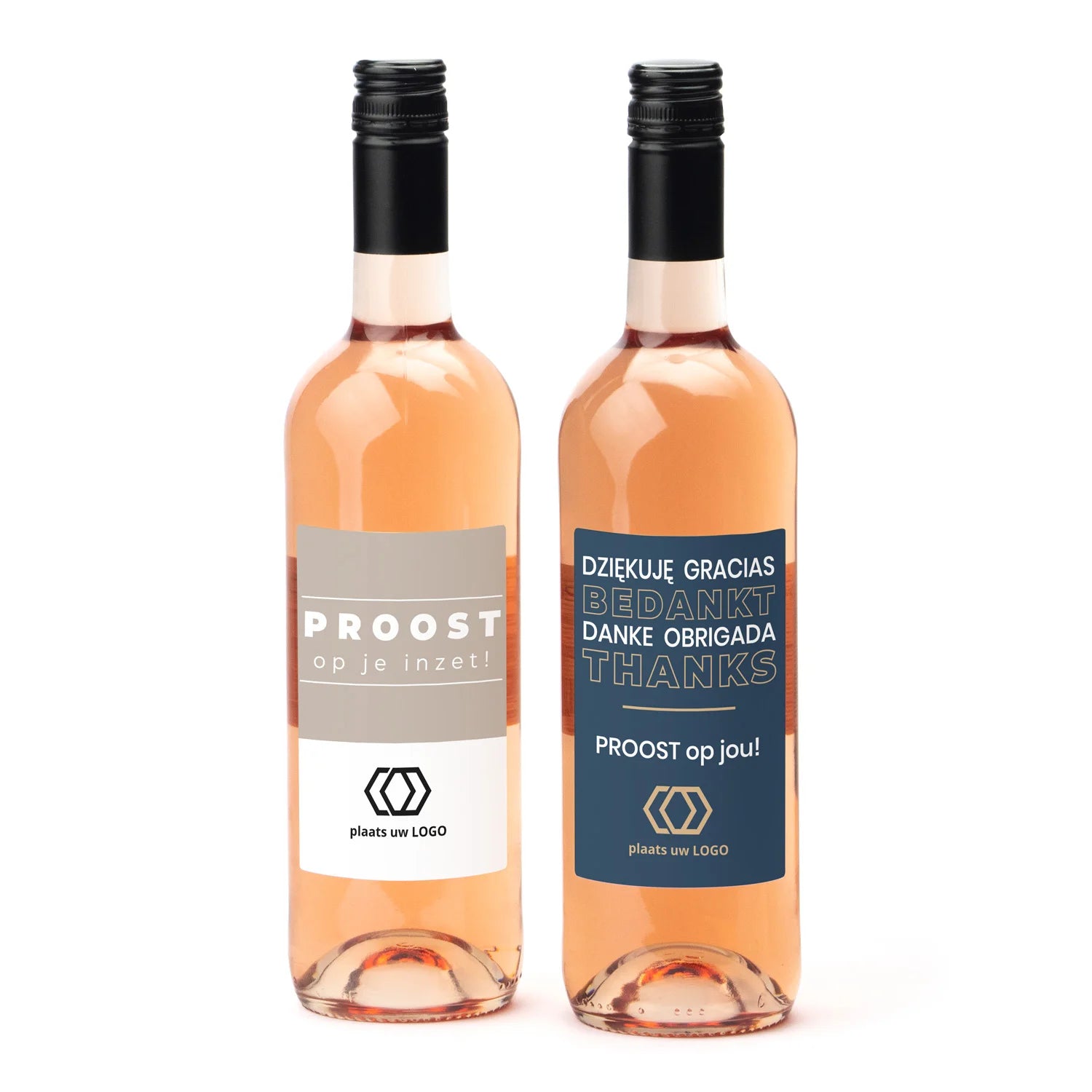 Fles Rosé wijn met eigen logo op etiket - Zakelijk - Bedankjes.nl