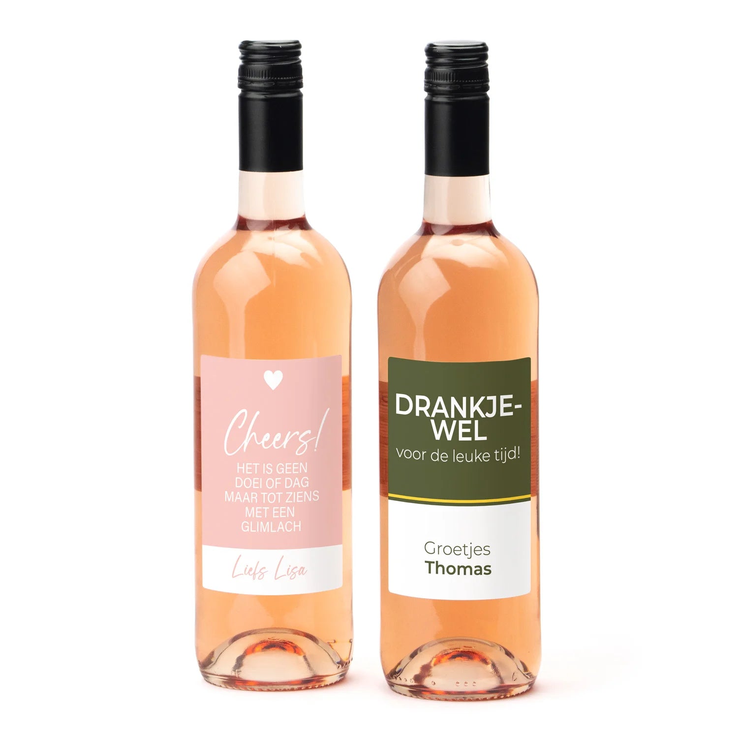 Fles Rosé wijn met persoonlijk etiket - Afscheid Collega's