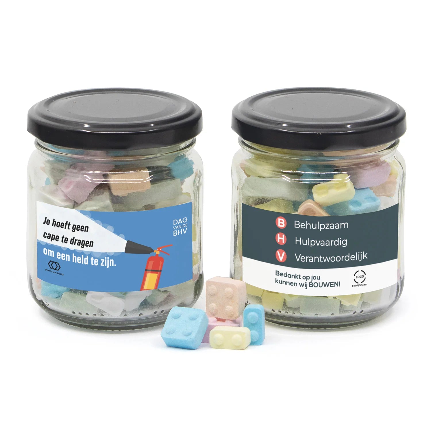 Glazen snoeppotje met bouwsteentjes - BHV