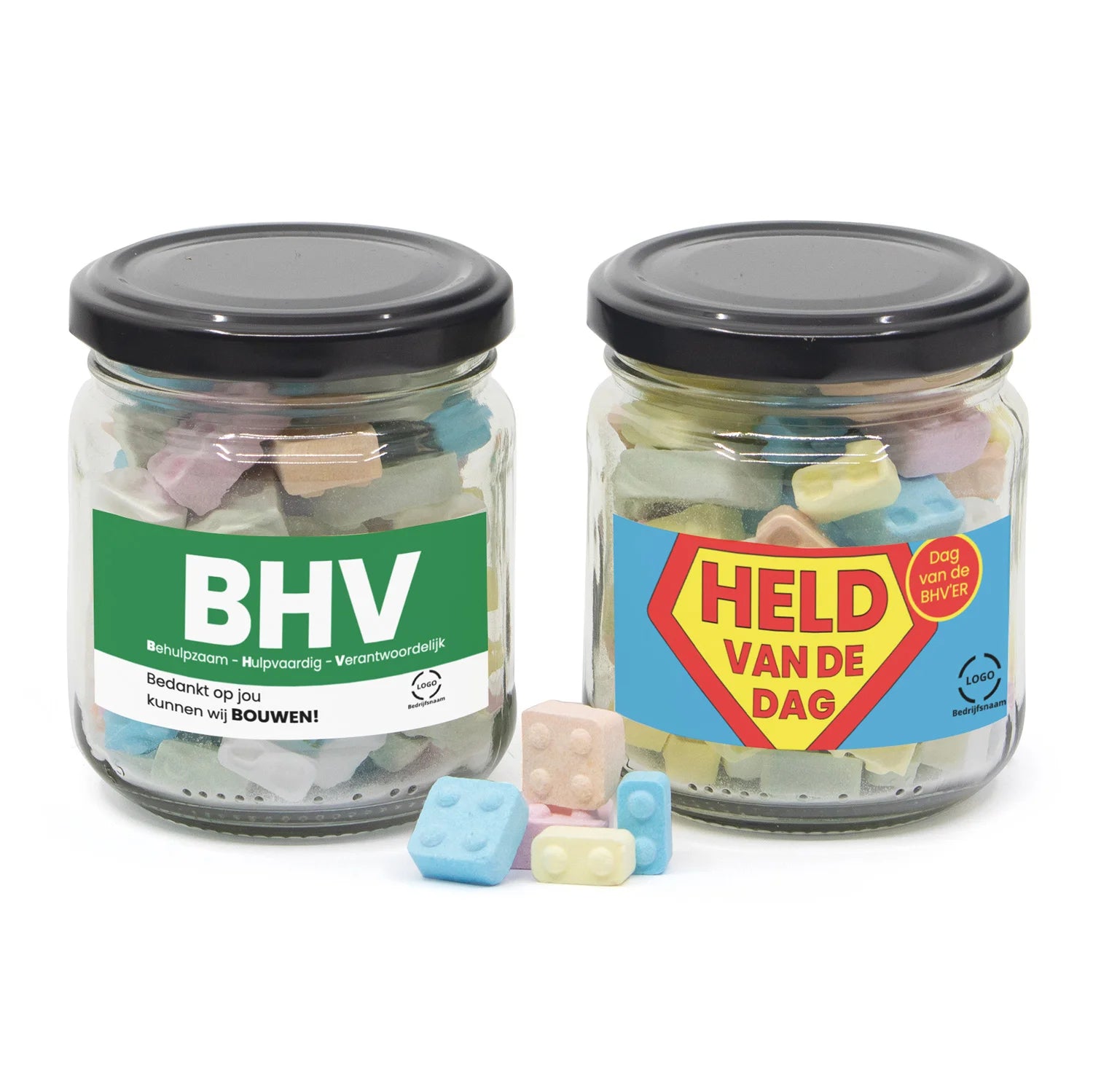 Glazen snoeppotje met bouwsteentjes - BHV