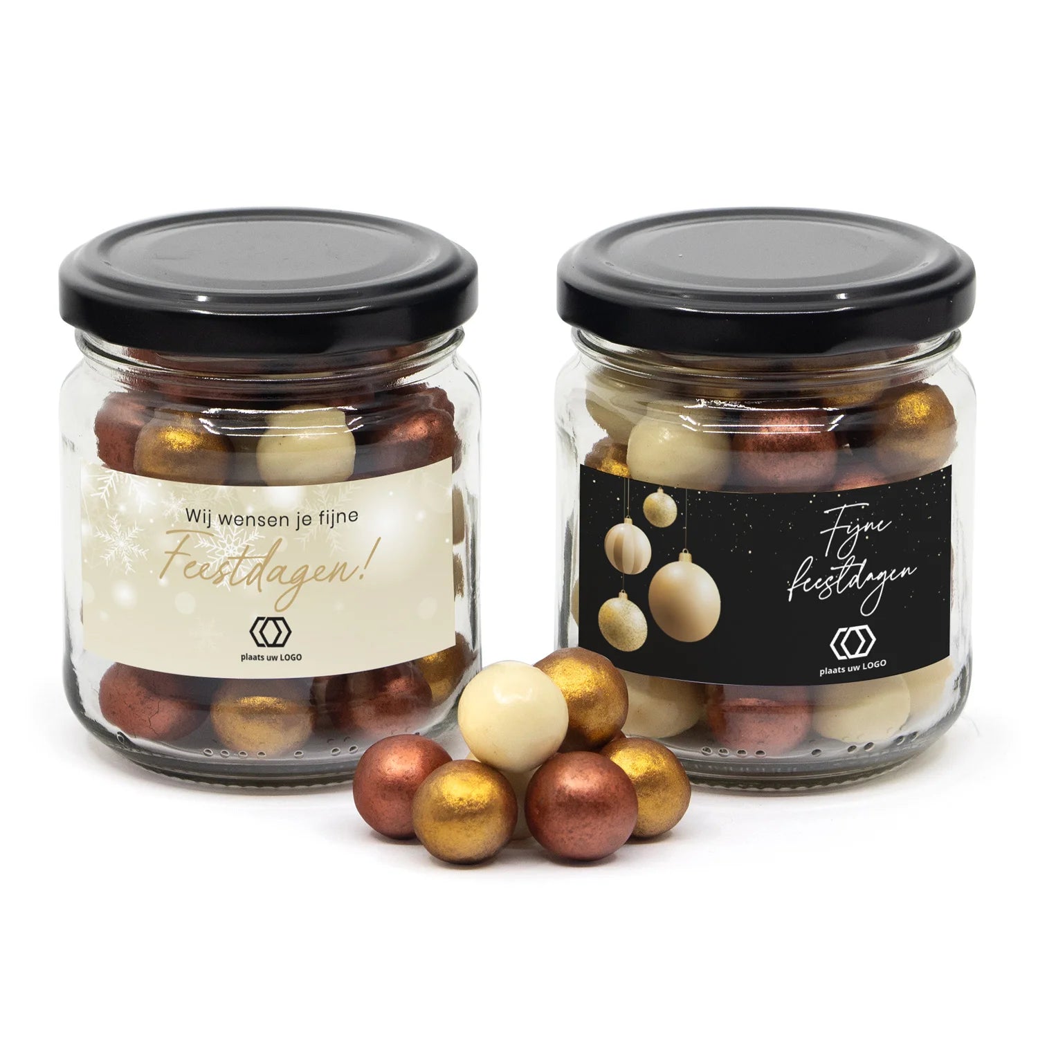 Glazen snoeppotje met kerst pearls - Kerst
