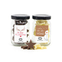 Glazen potje met chocolade sterren eigen etiket - Kerst - Bedankjes.nl