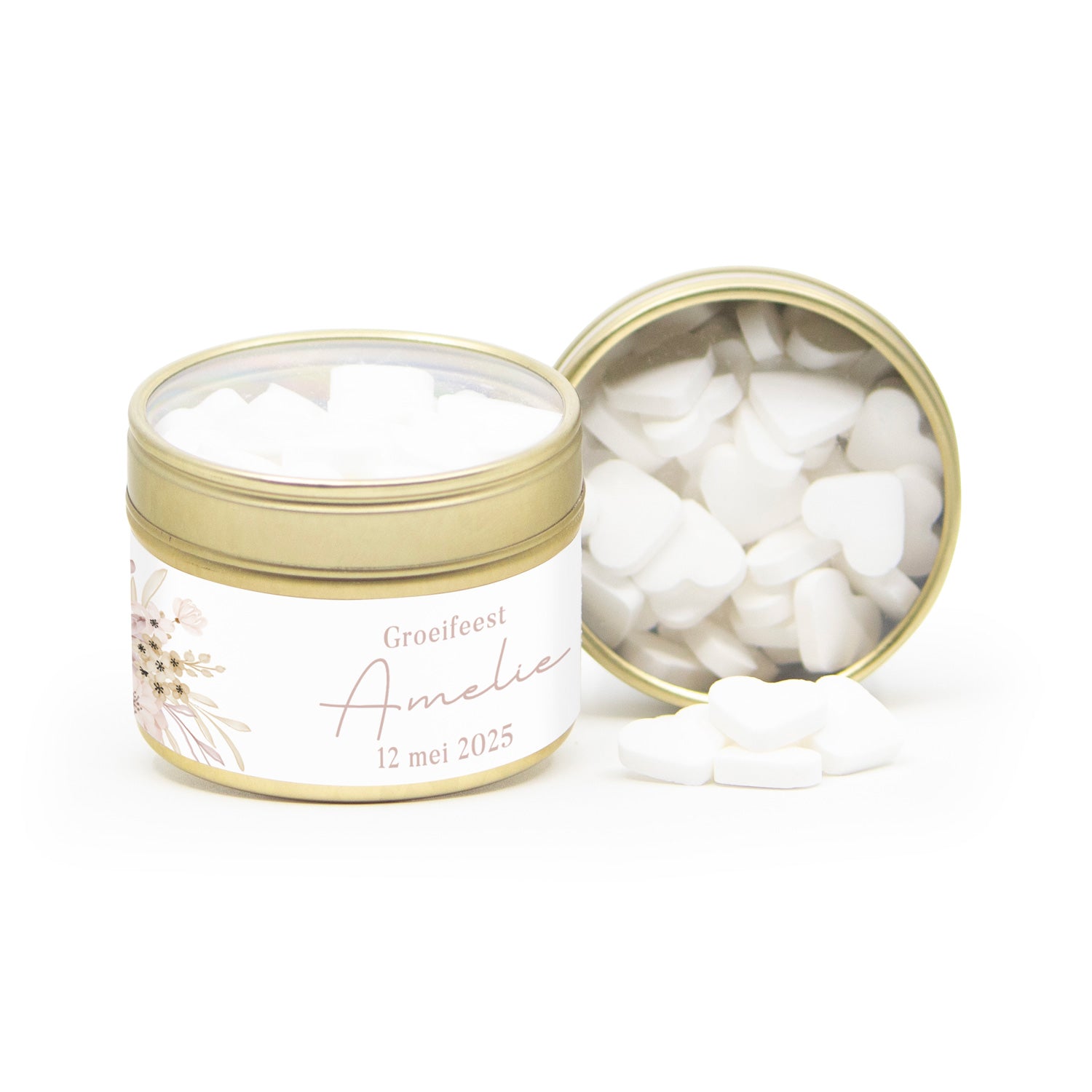 Vensterblikje Goud met eigen wikkel - Communie meisje - Bedankjes.nl