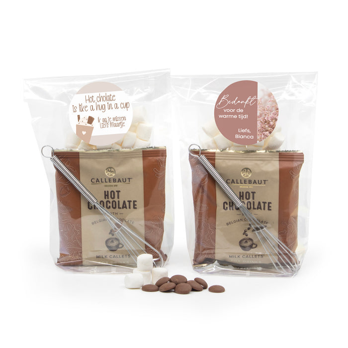 Hot Chocolate in zakje met eigen etiket - Afscheid collega