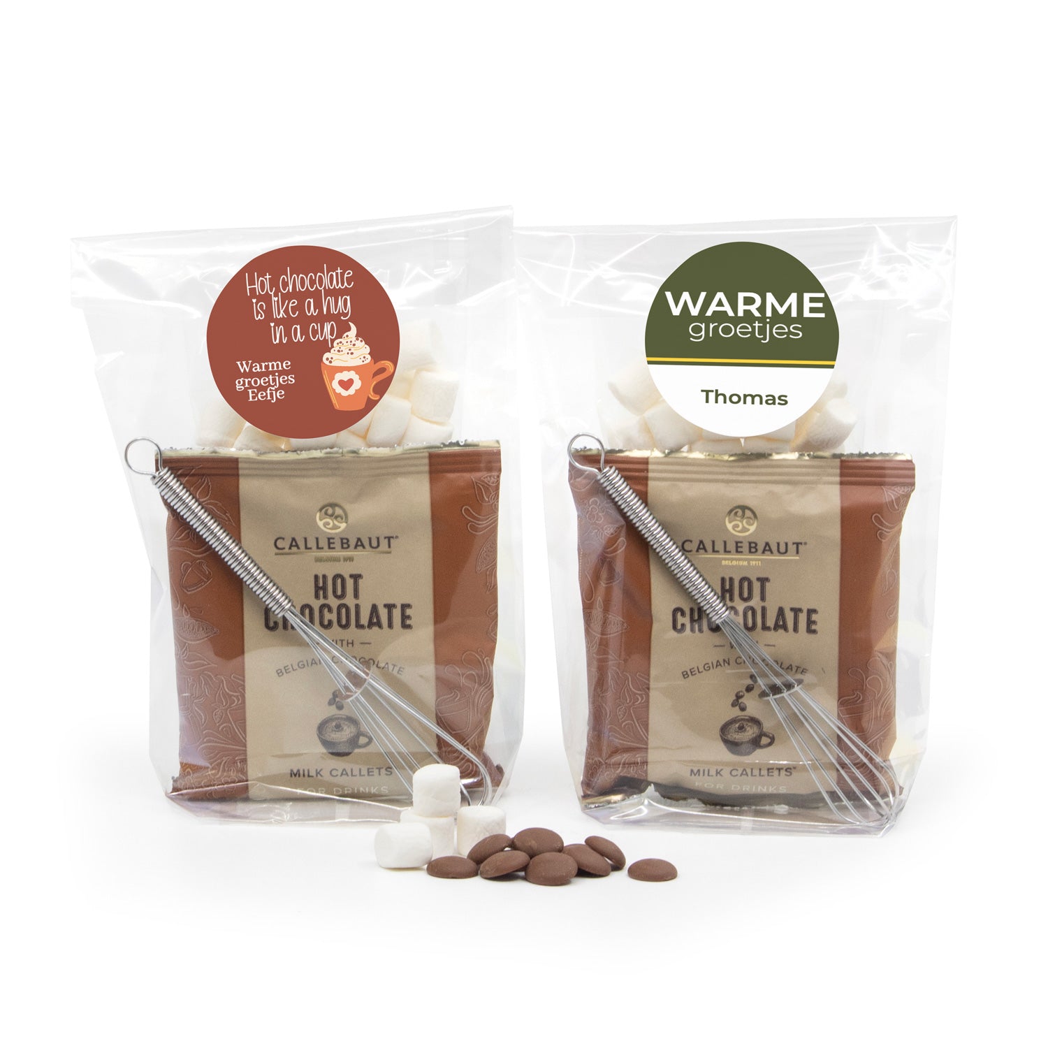 Hot Chocolate in zakje met eigen etiket - Afscheid collega - Bedankjes.nl