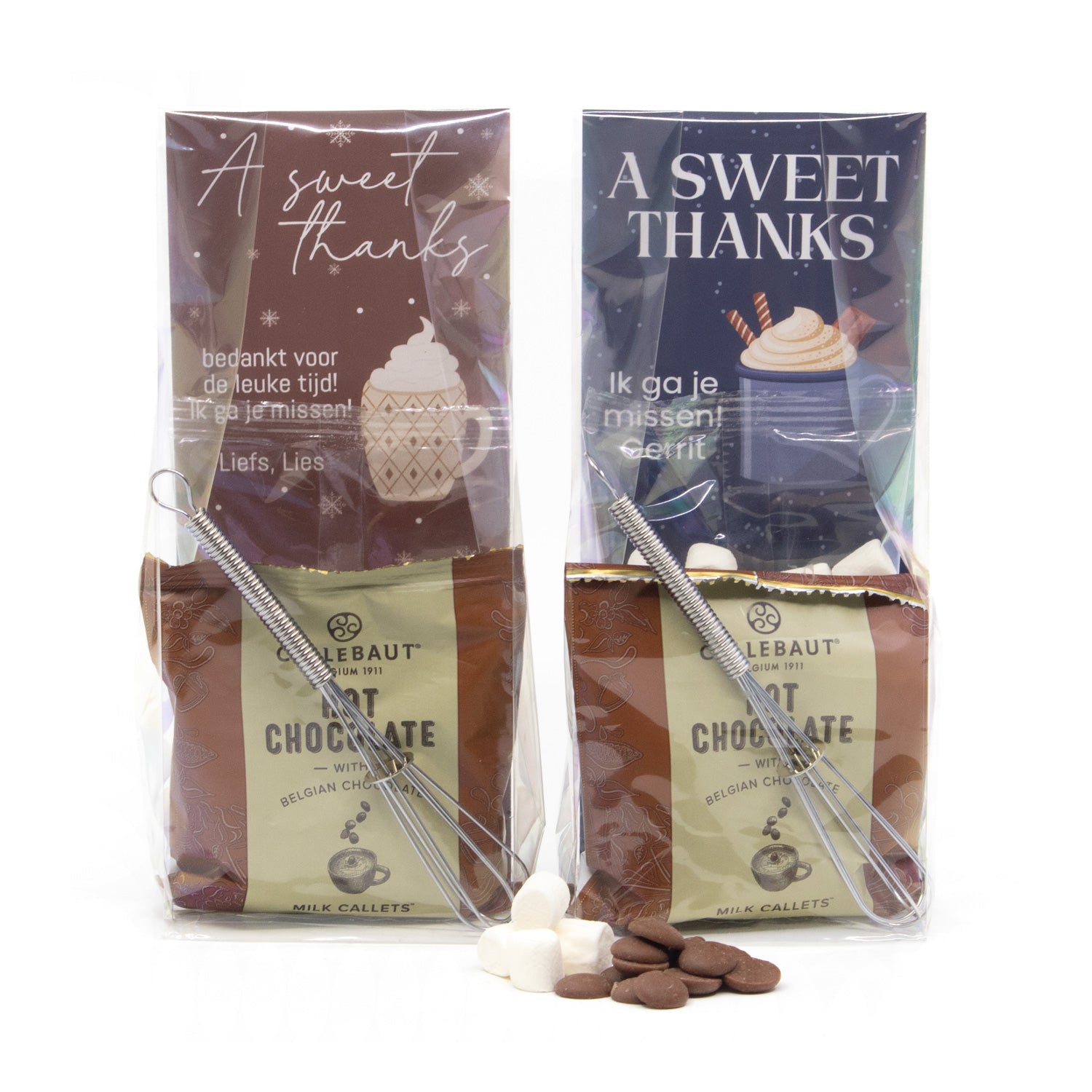 Hot Chocolate in zakje met eigen etiket - Afscheid collega - Bedankjes.nl