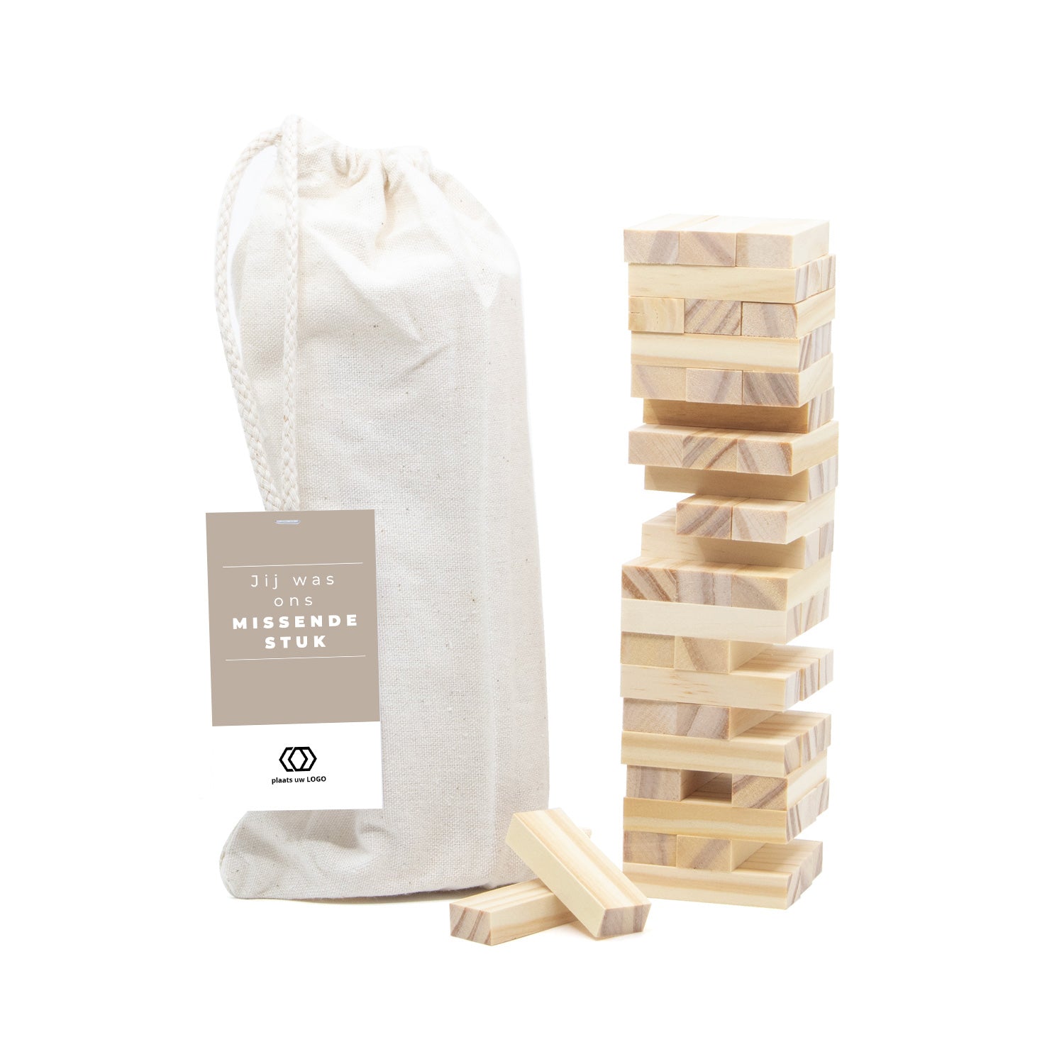 Jenga spel met eigen kaartje - Zakelijk - Bedankjes.nl