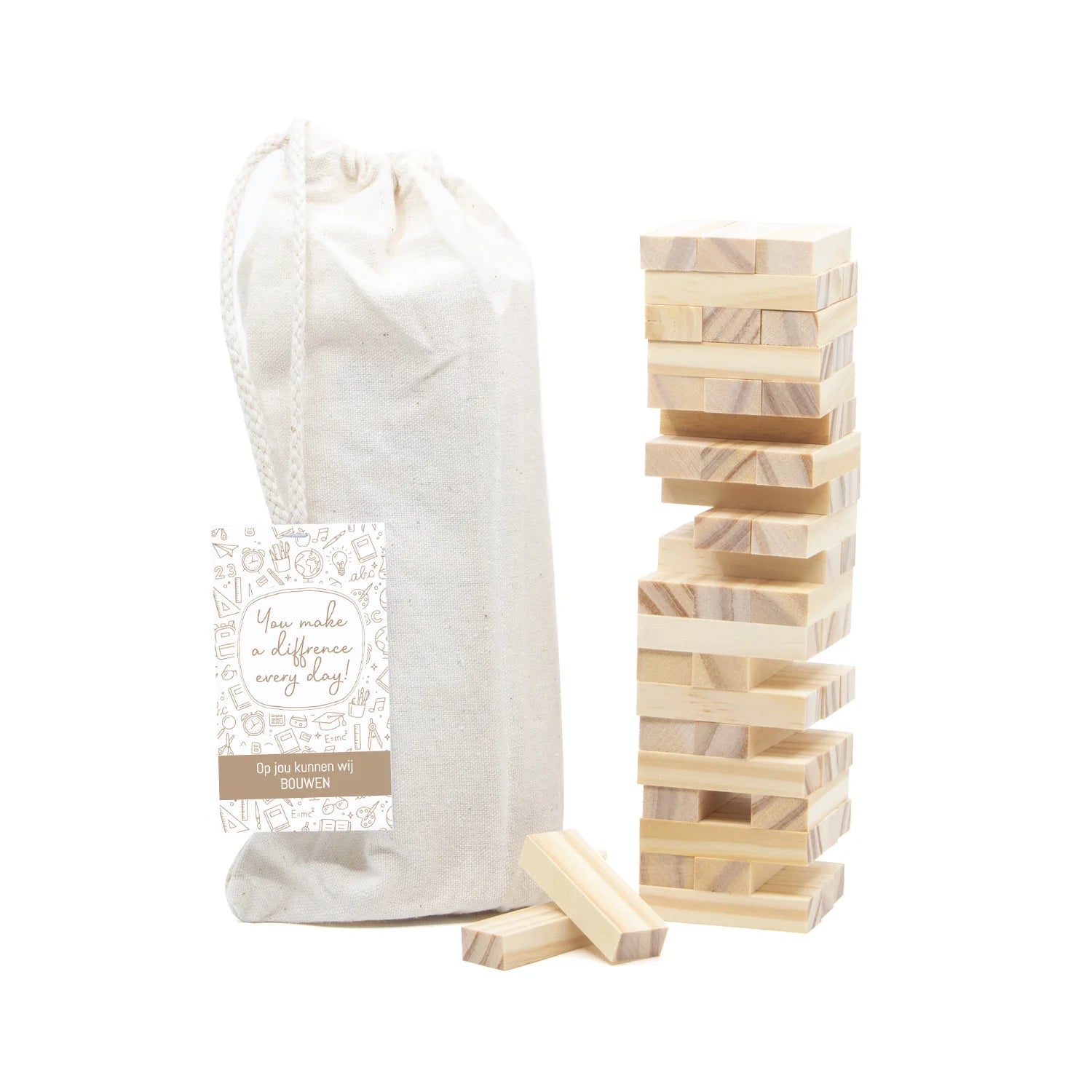 Jenga spel met eigen kaartje - Leraar