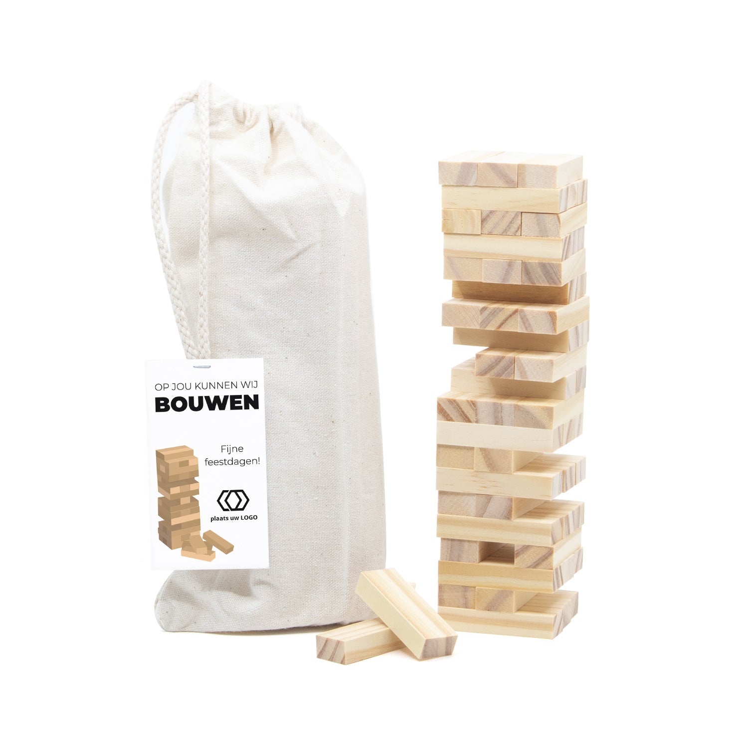 Jenga spel met eigen kaartje - Kerst