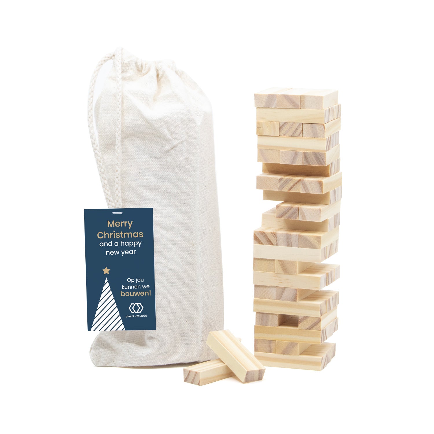 Jenga spel met eigen kaartje - Kerst