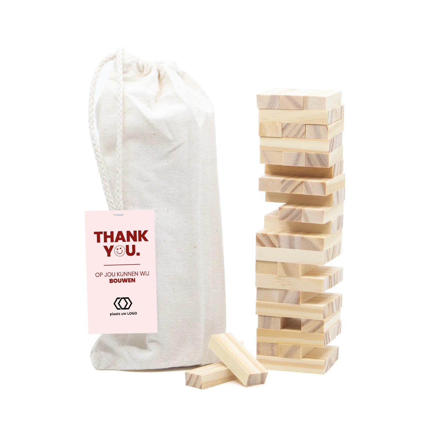 Jenga spel met eigen kaartje - Vrijwilliger
