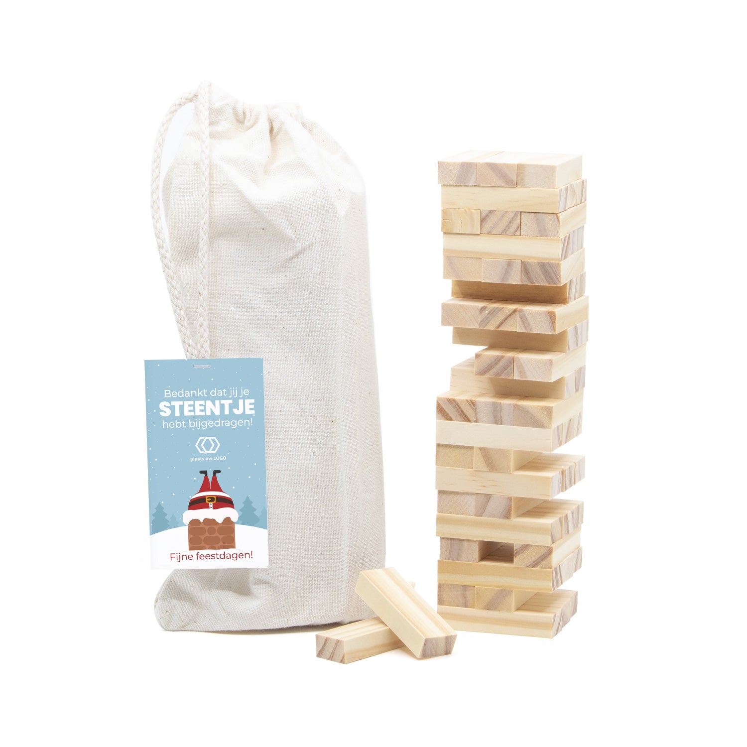 Jenga spel met eigen kaartje - Kerst