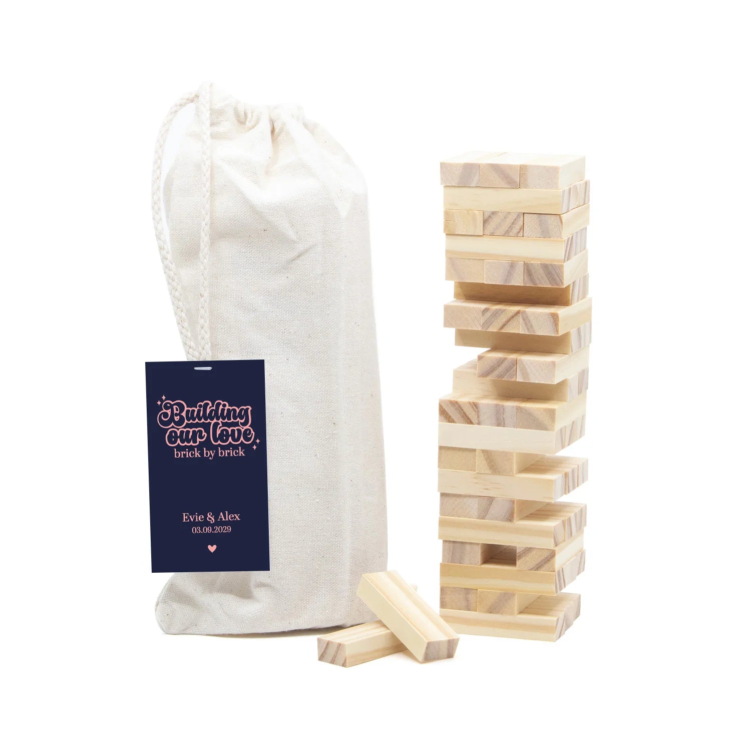 Jenga spel met eigen kaartje - Trouwen