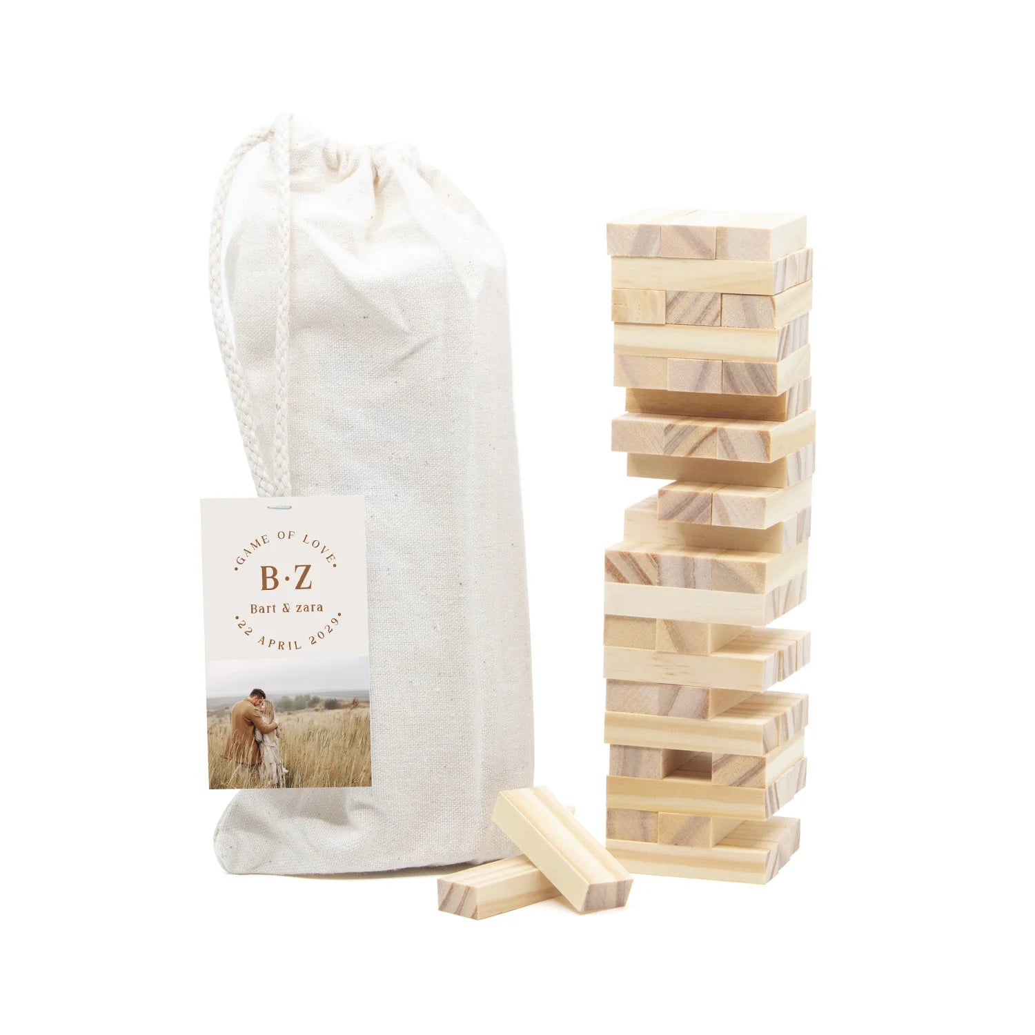 Jenga spel met eigen kaartje - Trouwen