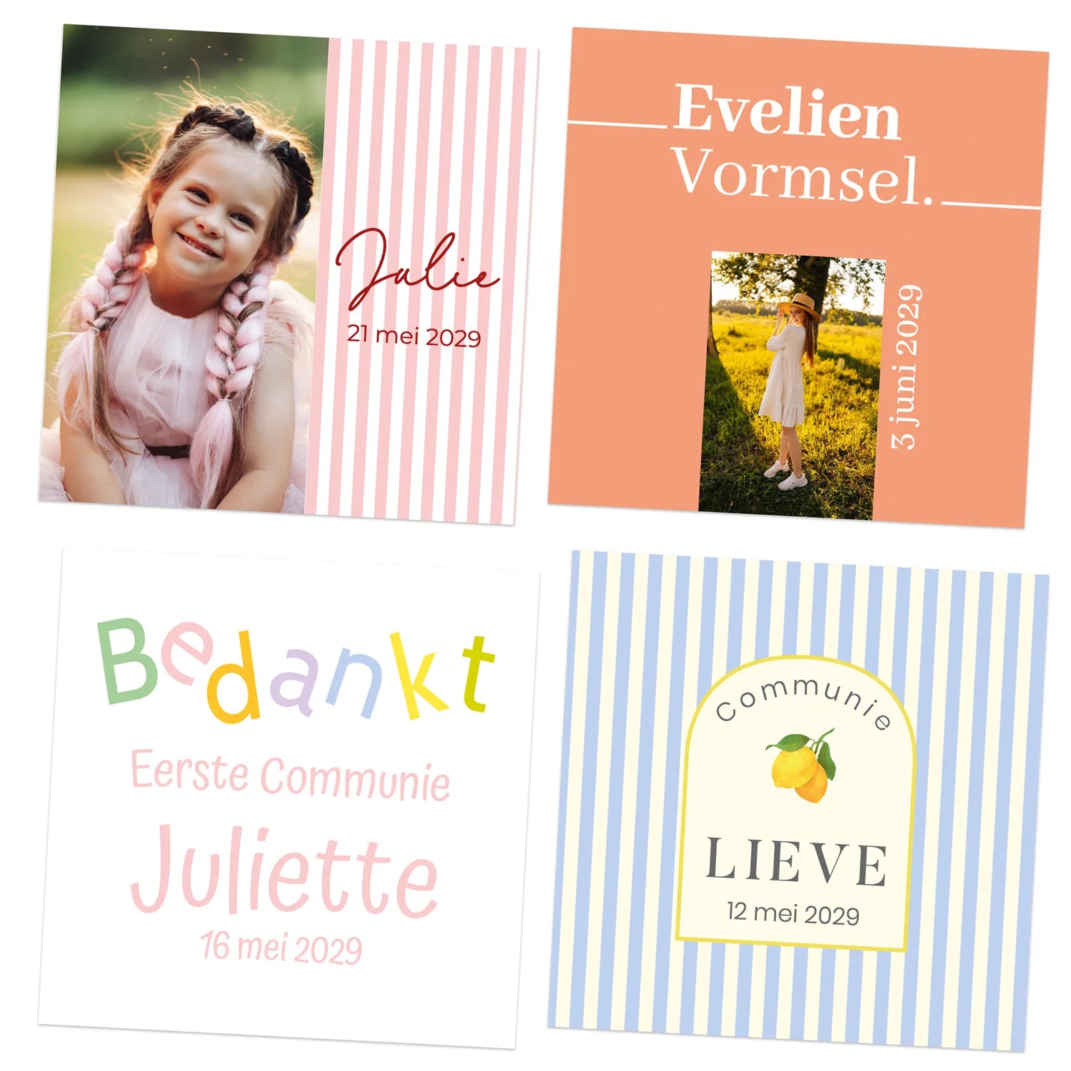 Kaartjes (10 x 10cm)- Communie meisjes