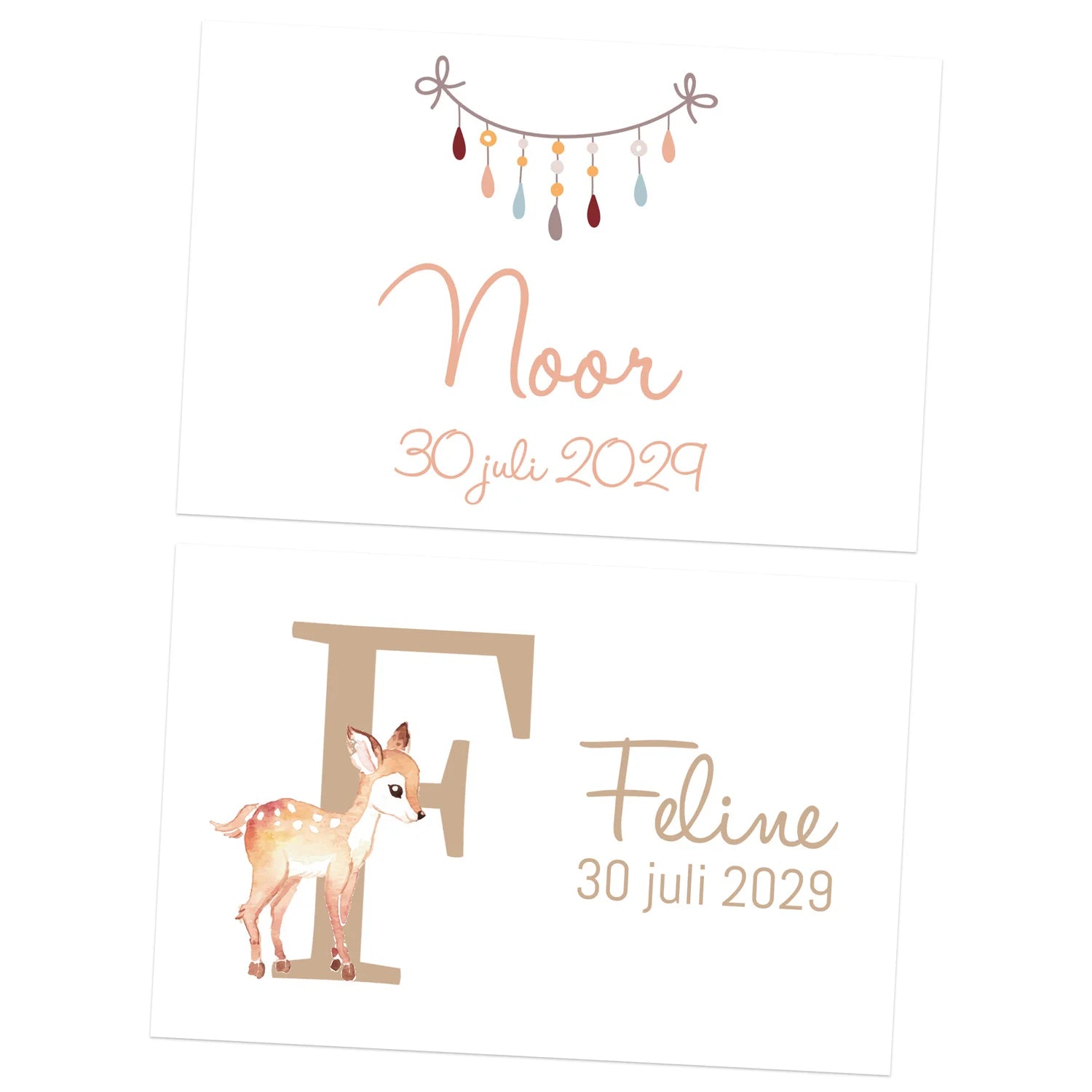 Kaartjes (15 x 10cm) - Geboorte meisjes