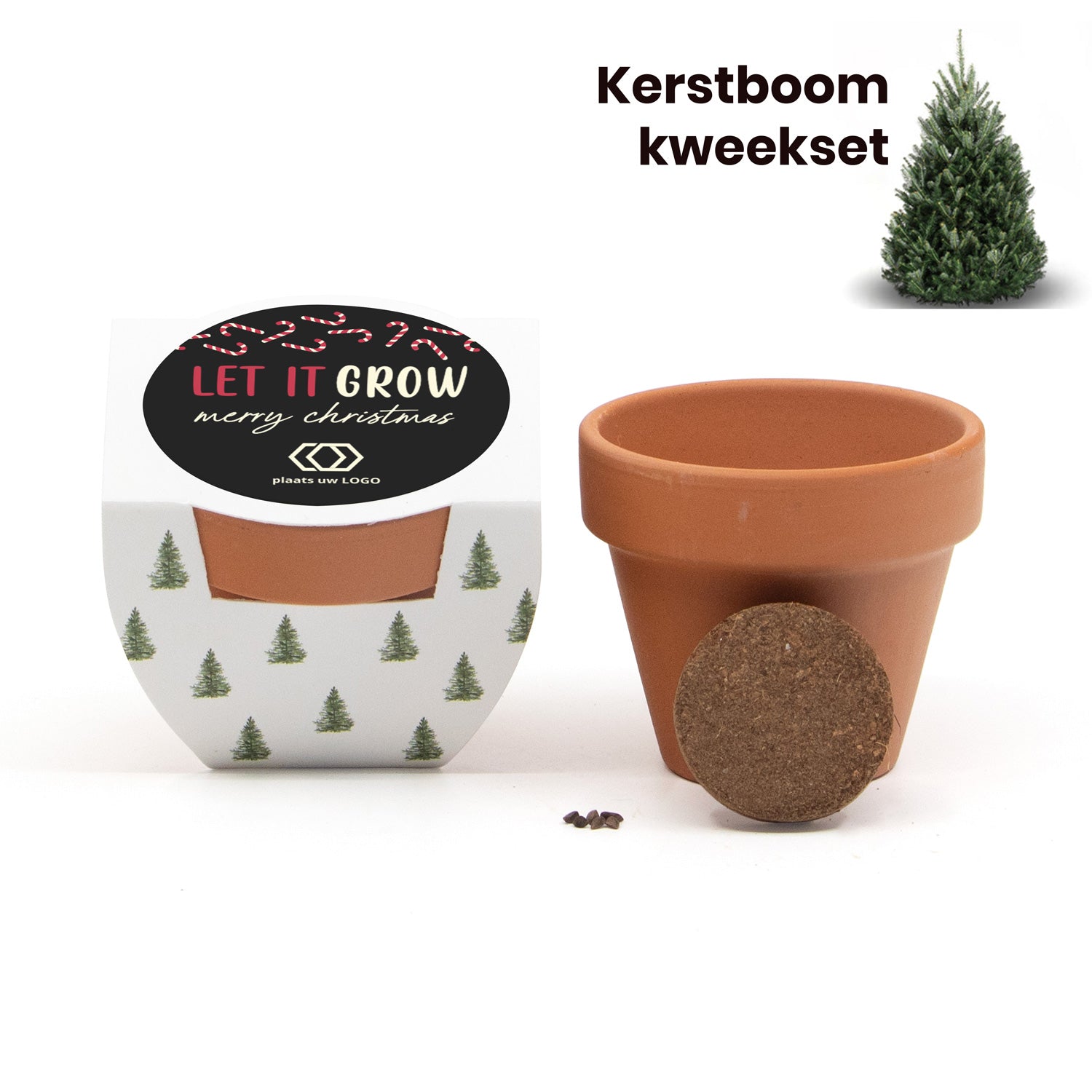 Let it grow! Kerstboom kweeksetje eigen etiket - Kerst - Bedankjes.nl
