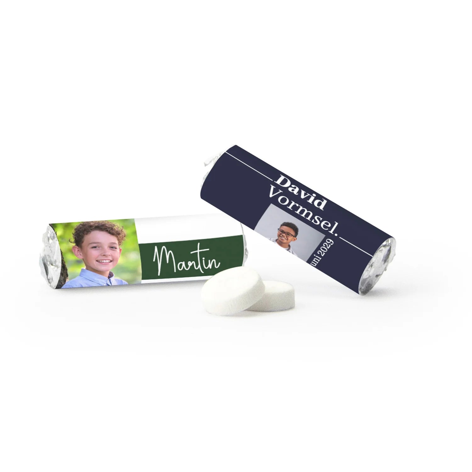 Mini pepermuntrolletjes (50 stuks) - Communie jongens