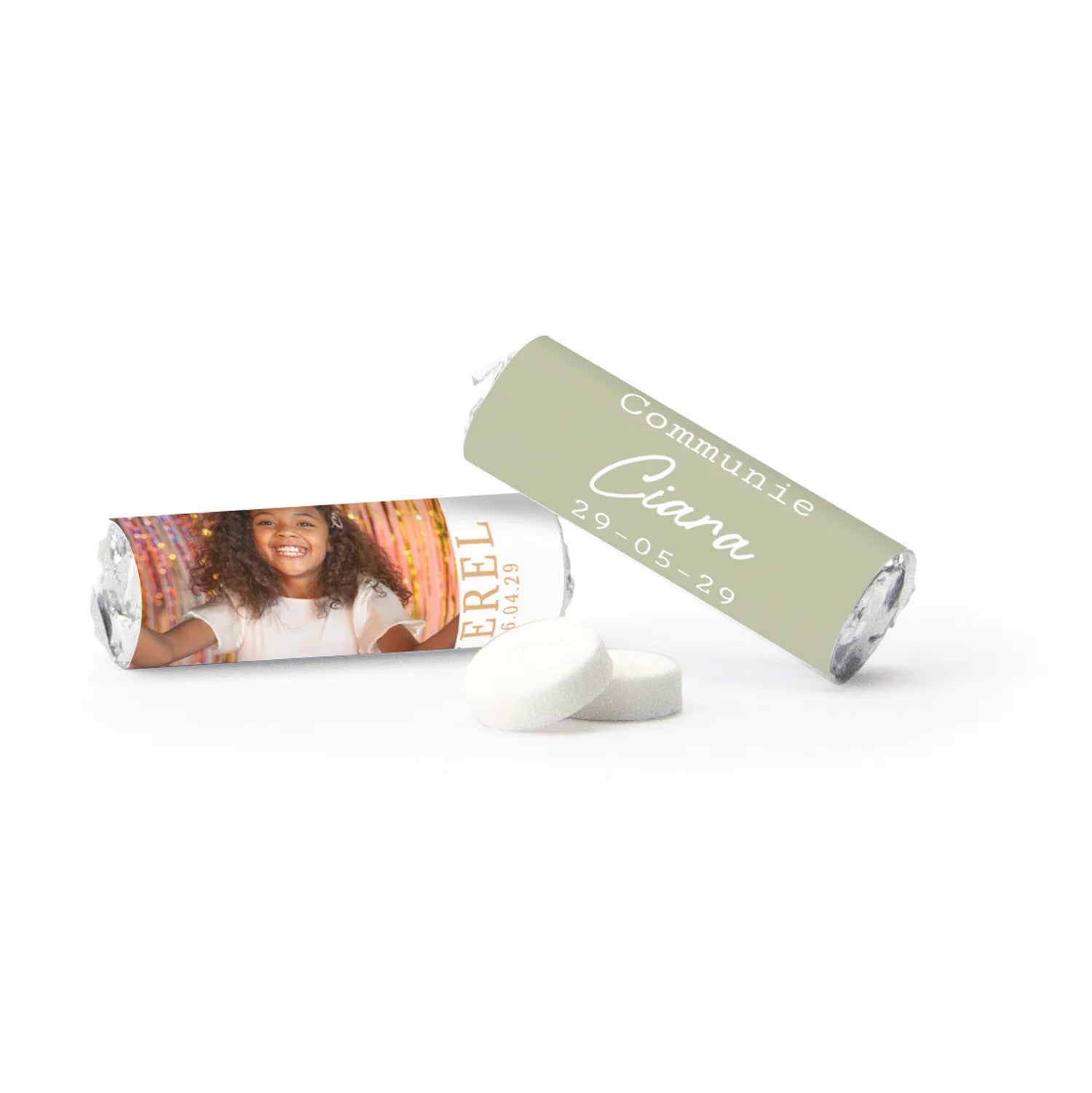 Mini pepermuntrolletjes (50 stuks) - Communie meisjes