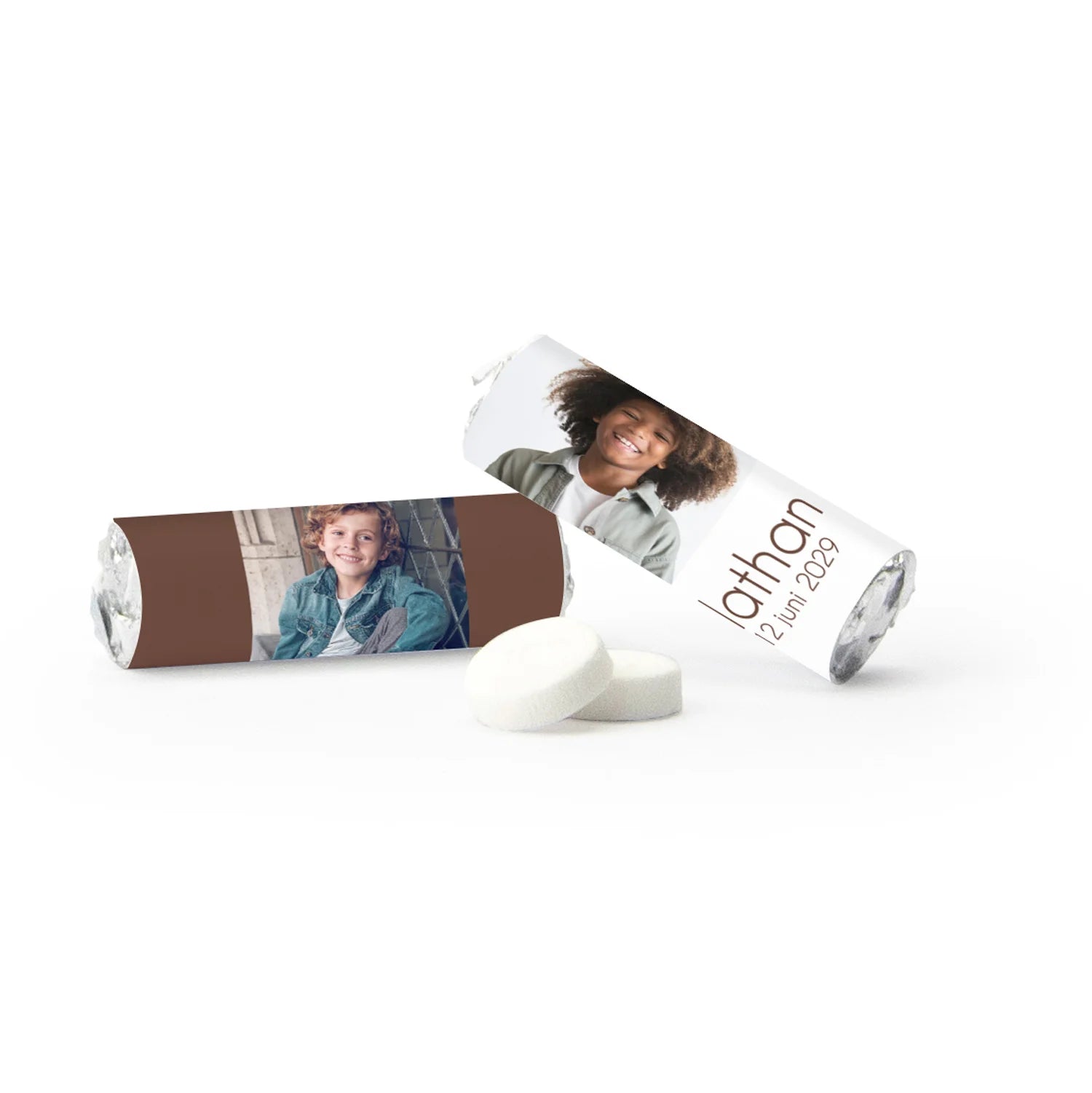 Mini pepermuntrolletjes (50 stuks) - Communie jongens