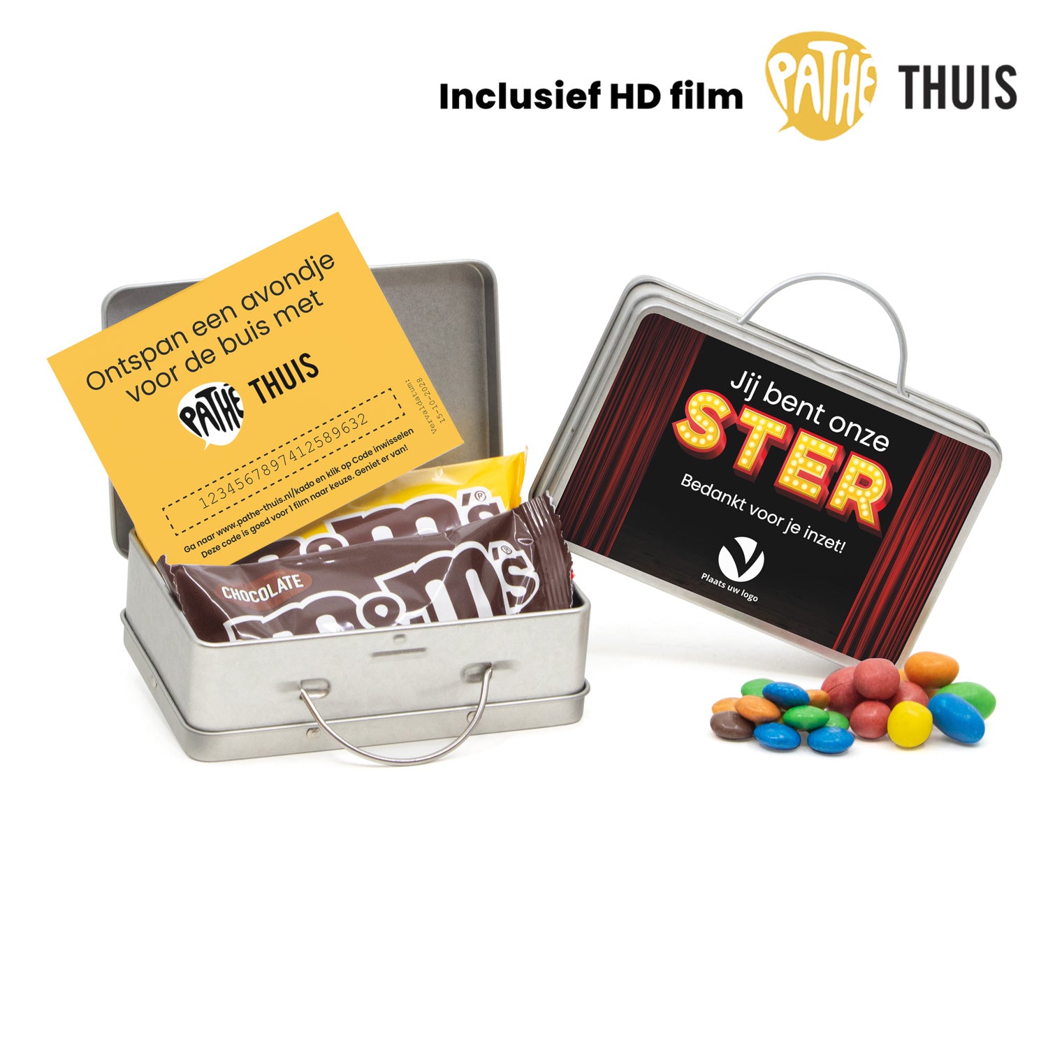 Persoonlijk koffertje met Pathé Thuis vouchercode - Bedankjes.nl