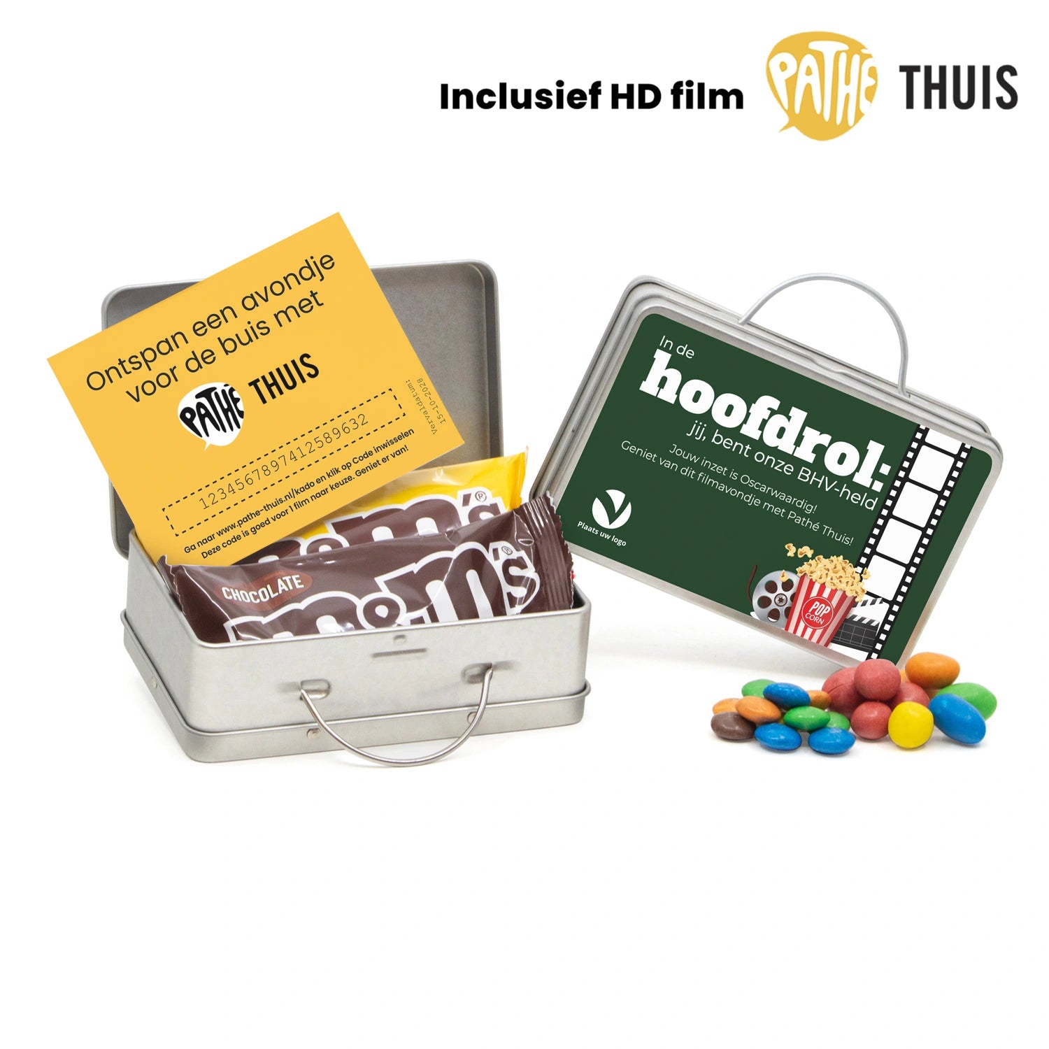Persoonlijk koffertje met Pathé Thuis vouchercode - BHV'er - Bedankjes.nl