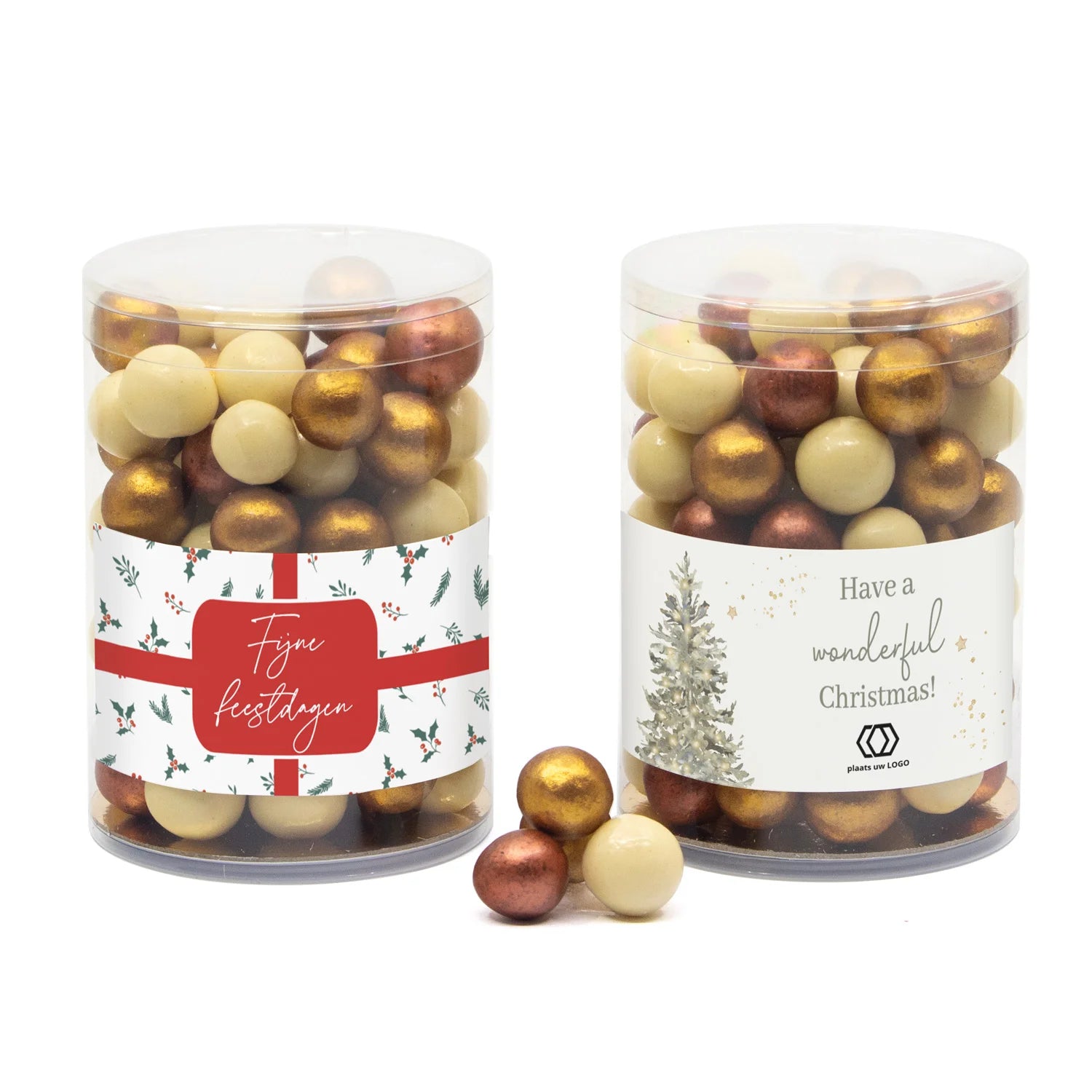 Koker met snoepjes en eigen etiket - Kerst