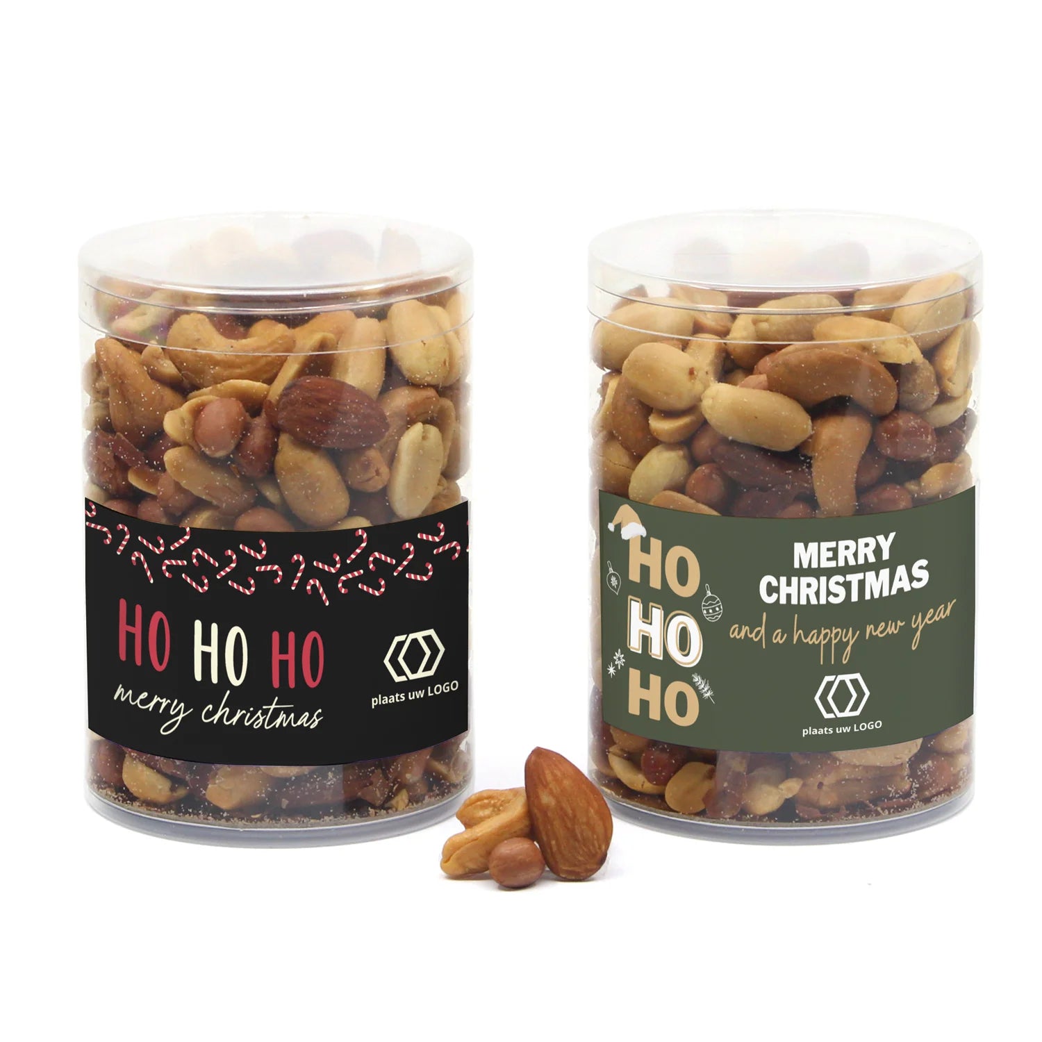 Koker met verse notenmix en eigen etiket - Kerst
